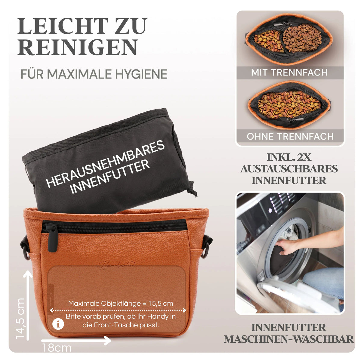 Gassitasche "Premium" - Cognac-Braun